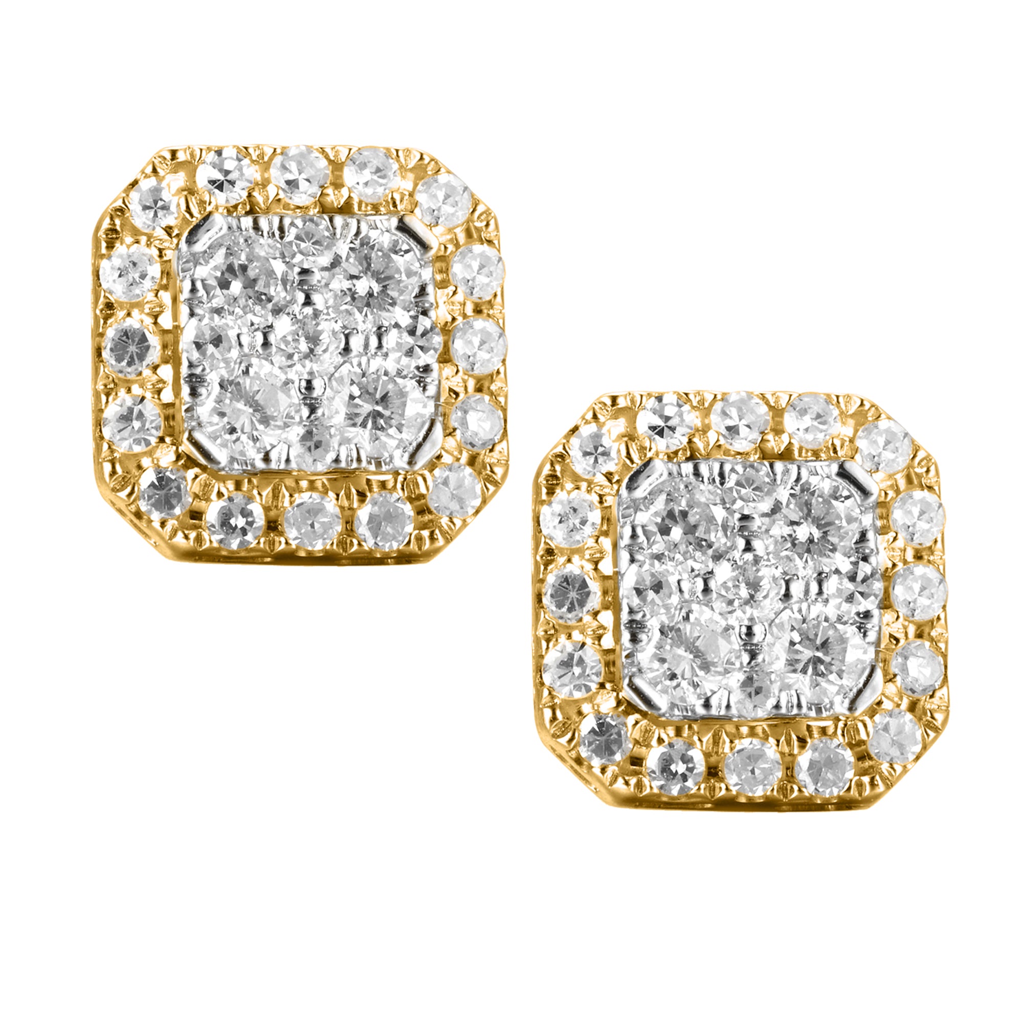 14 Karat Yellow Gold 0.50 Carat Diamond Cushion Earrings-0125682-YG