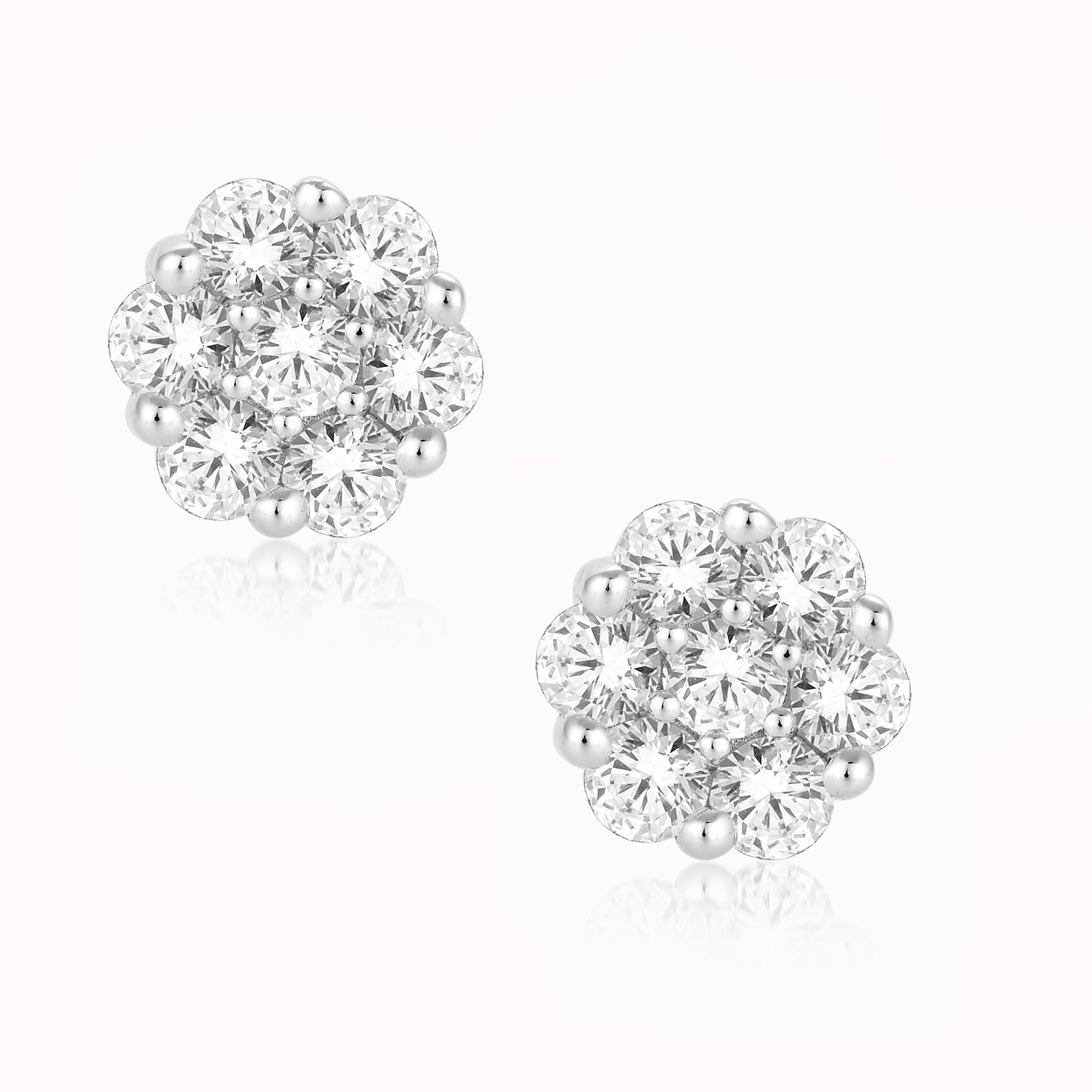 14 Karat Yellow Gold 0.50 Carat Diamond Flower Earrings-0125812-YG