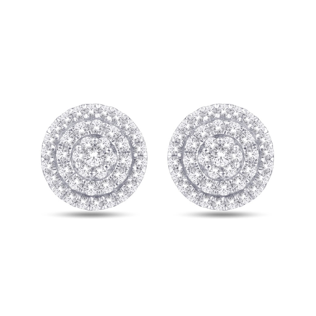 14 Karat White Gold 1.00 Carat Diamond Round Earrings-0125923-WG