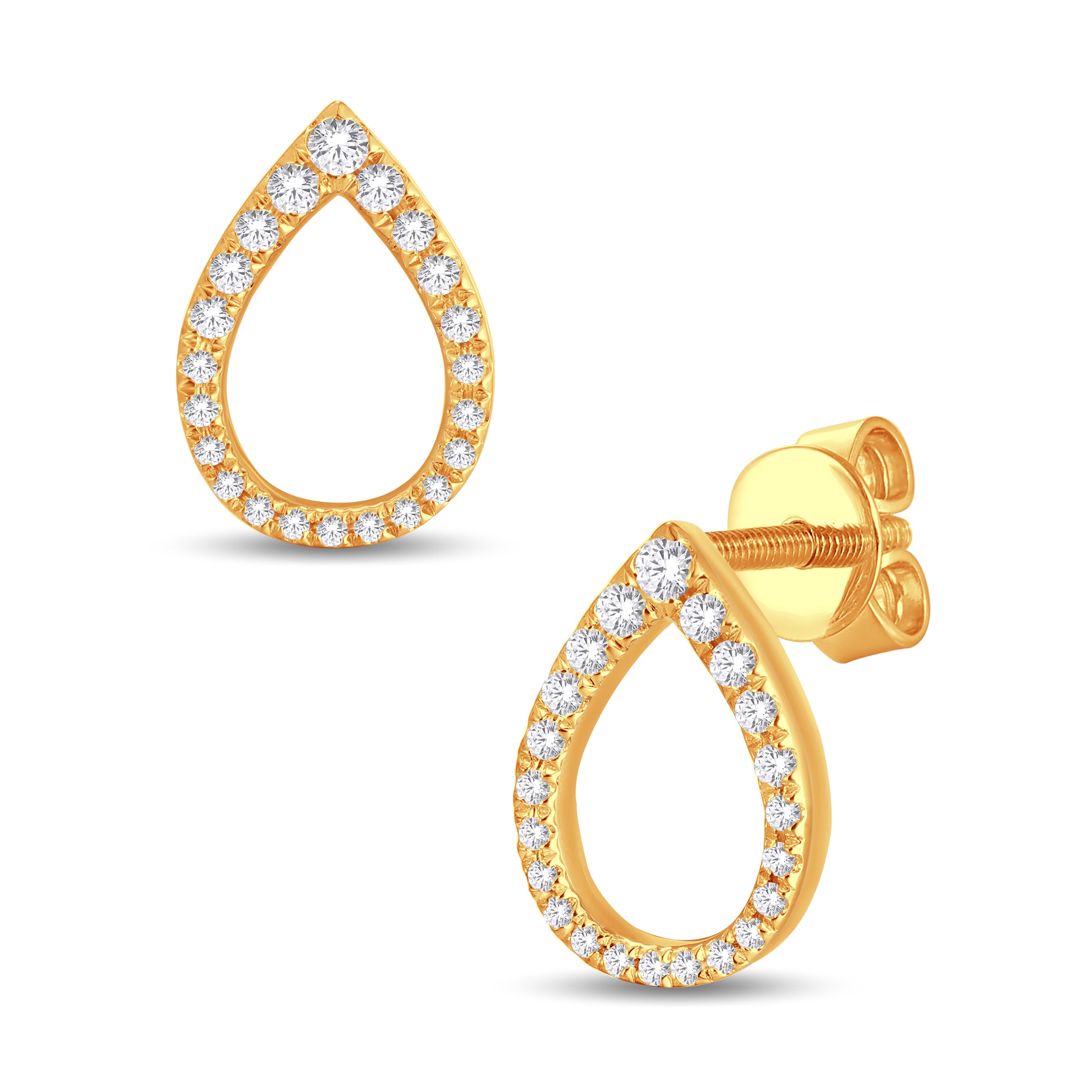 14 Karat All Yellow Gold 0.25 Carat Diamond Pear Earrings-0126269-ALY