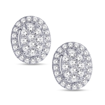 14 Karat White Gold 0.50 Carat Diamond Oval Earrings-0126904-WG