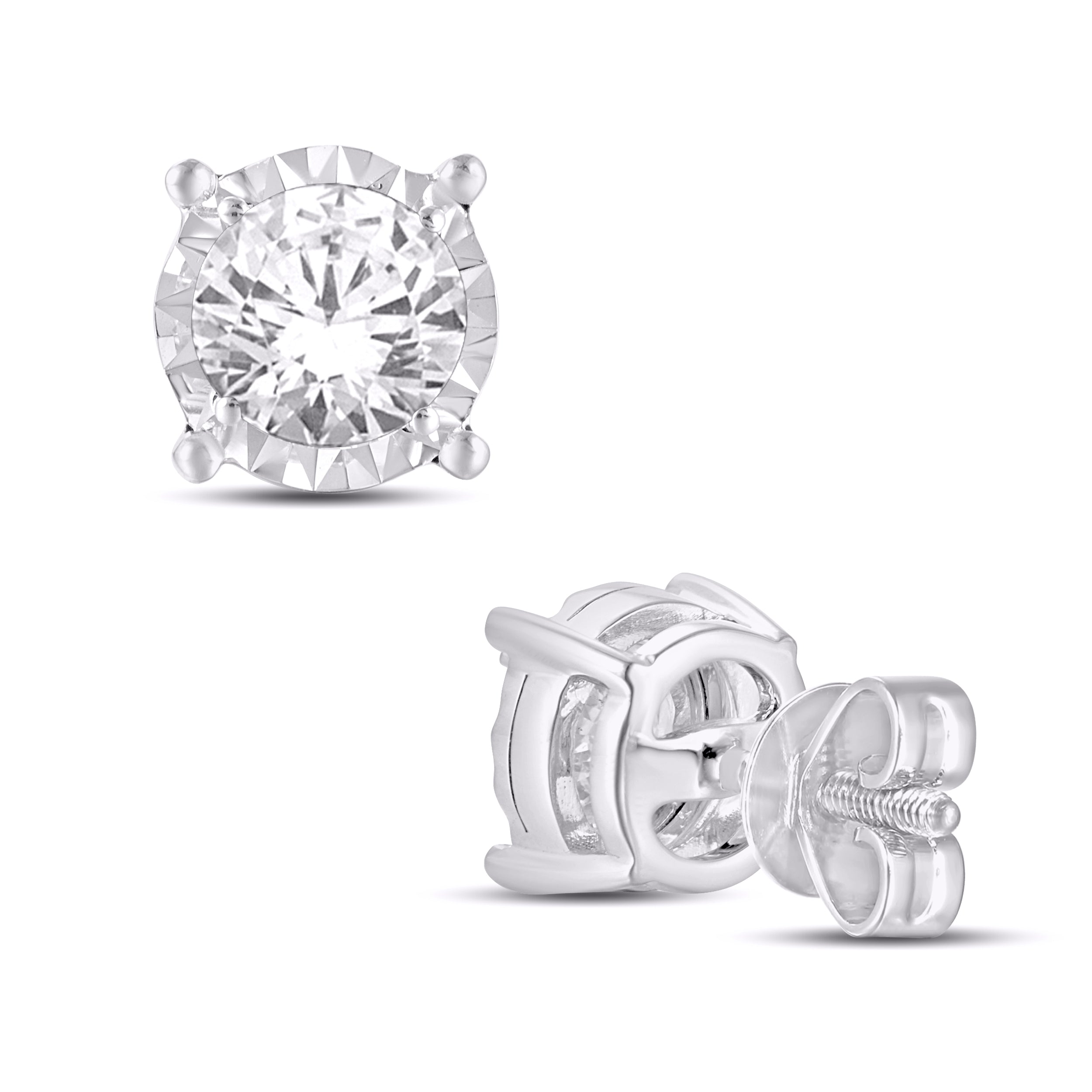 14 Karat White Gold 0.15 Carat Diamond Round Earrings-0128008-WG