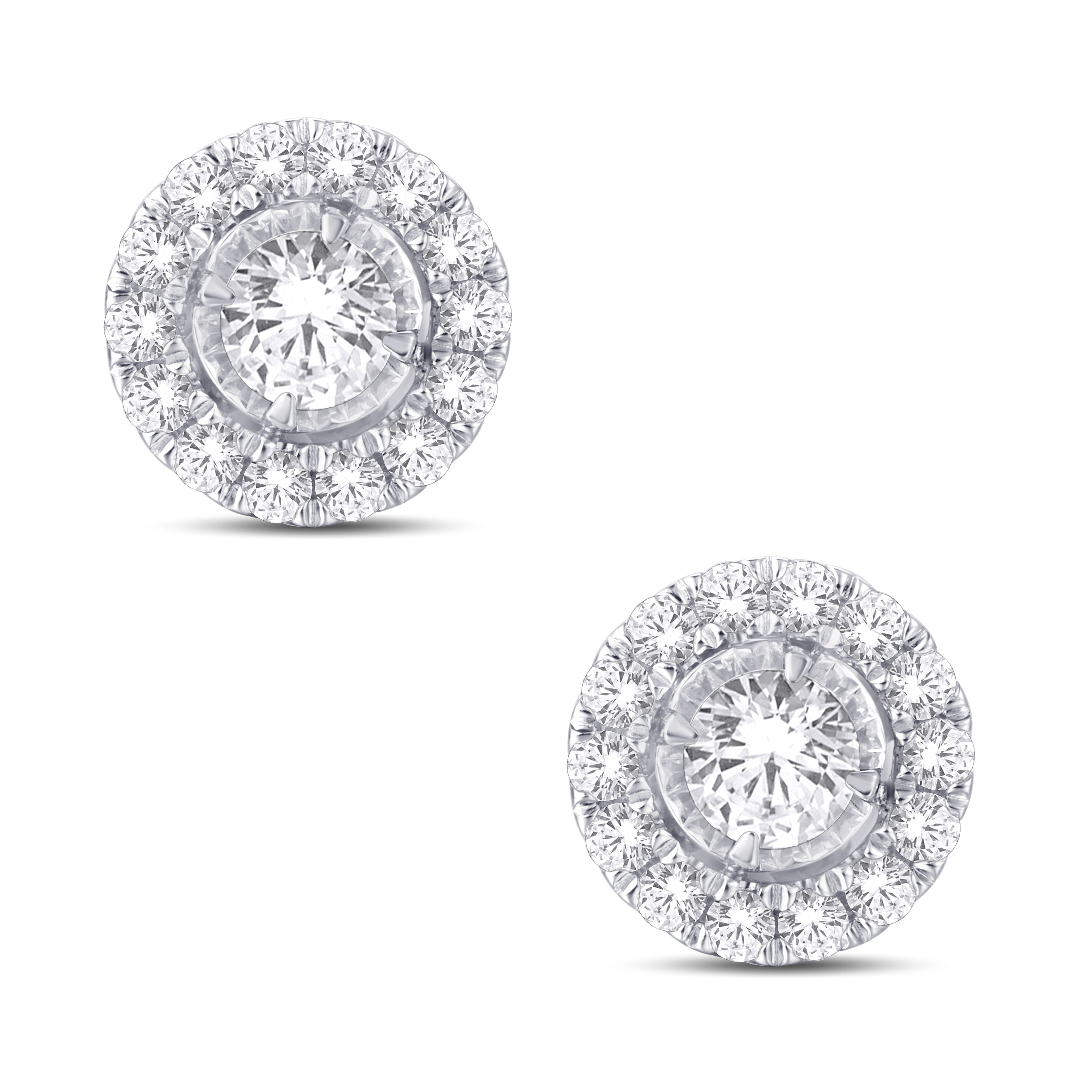 14 Karat White Gold 0.50 Carat Diamond Round Earrings-0128063-WG