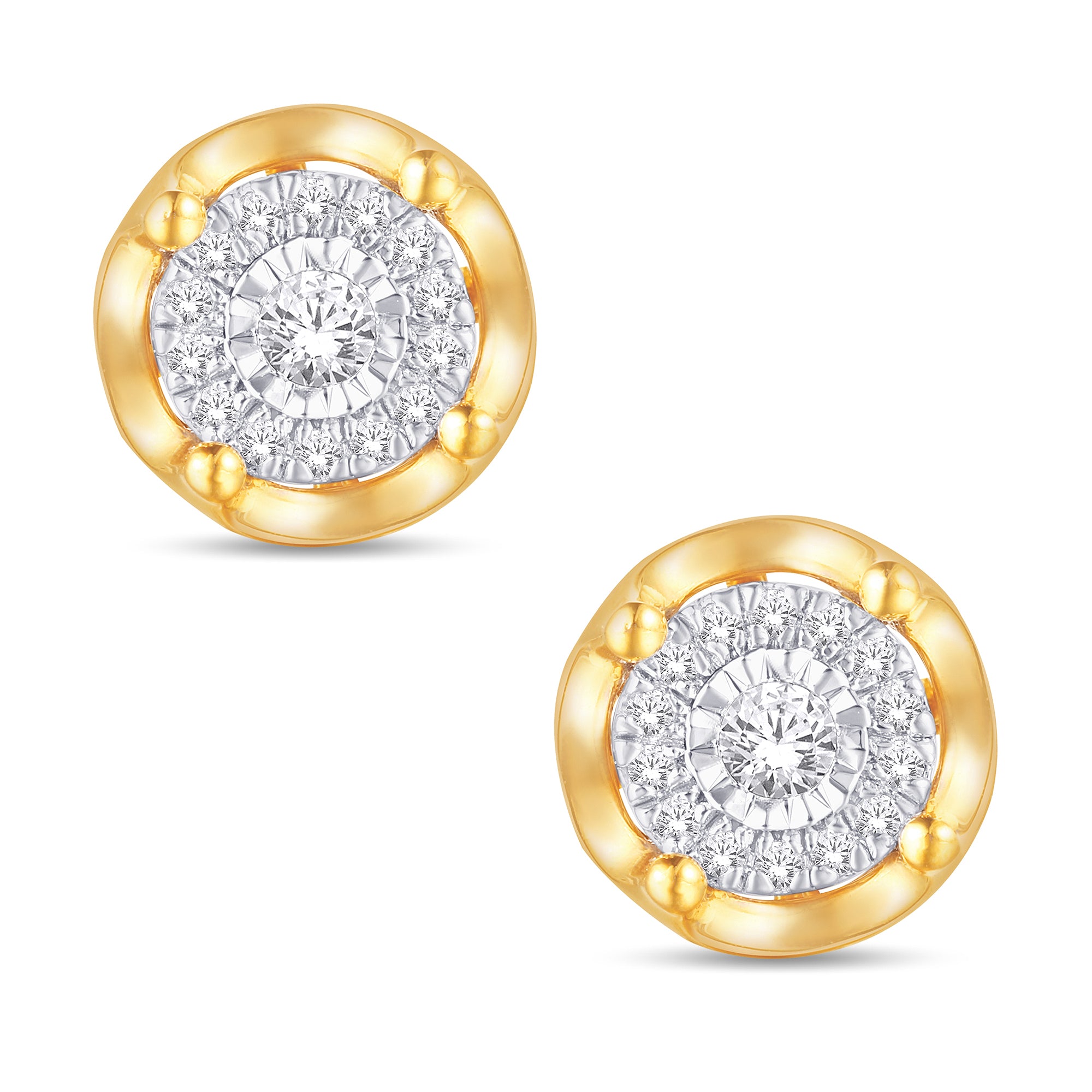 14 Karat Yellow Gold 0.14 Carat Diamond Round Earrings-0128077-YG