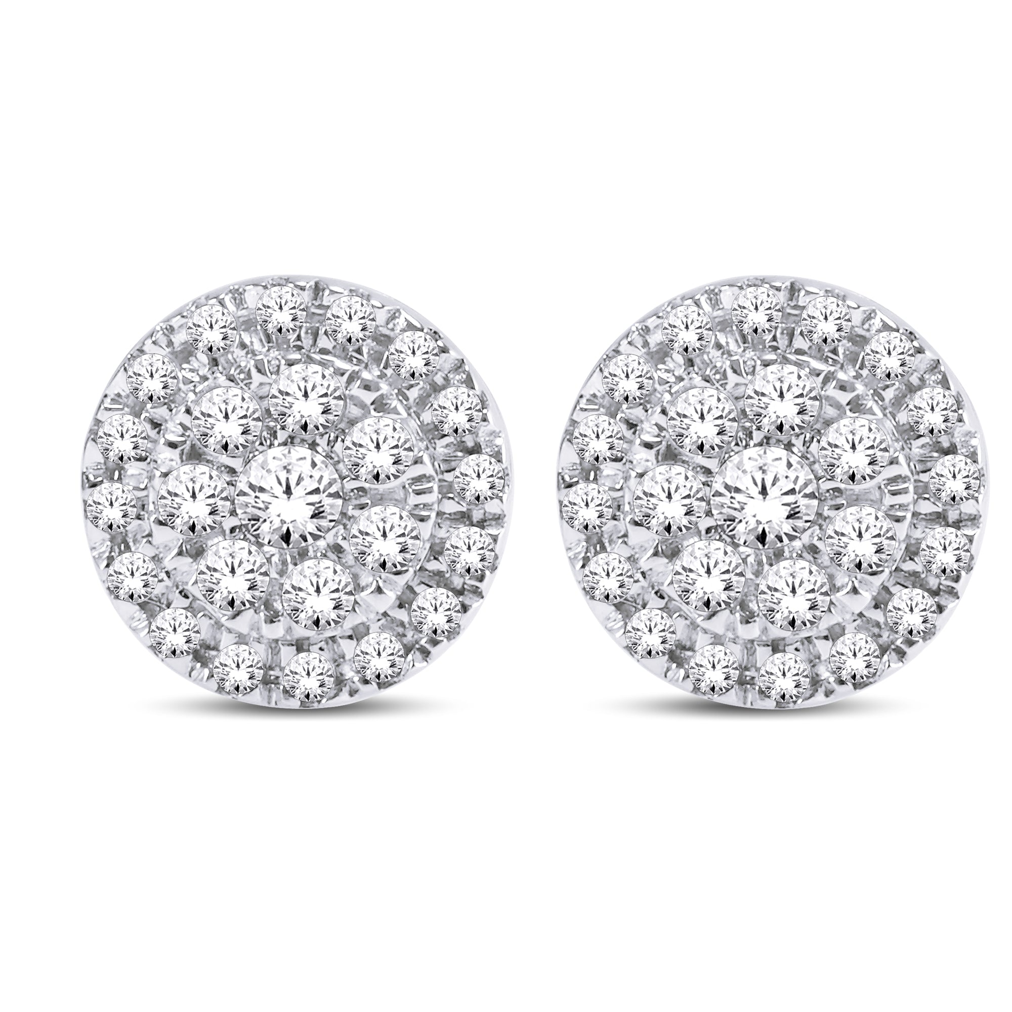 14 Karat White Gold 0.25 Carat Diamond Flower Earrings-0128079-WG