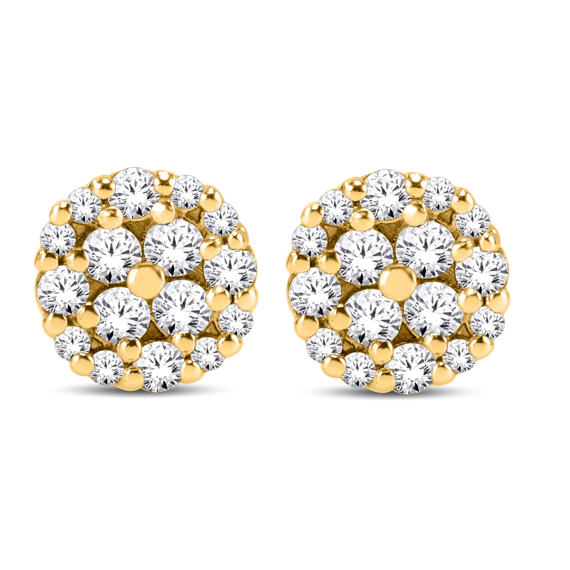 14 Karat All Yellow Gold 0.25 Carat Diamond Round Earrings-0128081-ALY