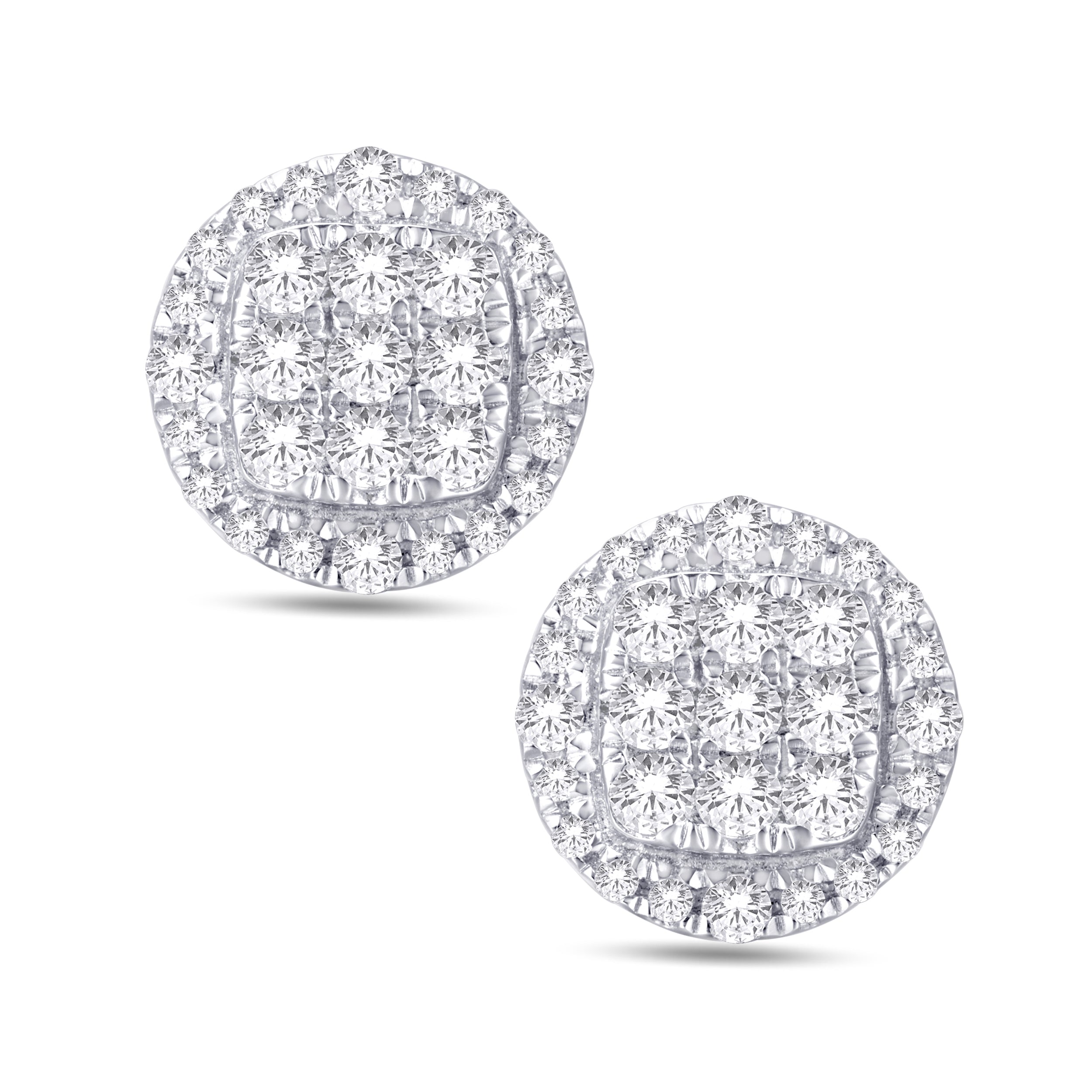 14 Karat White Gold 0.46 Carat Diamond Round Earrings-0128087-WG