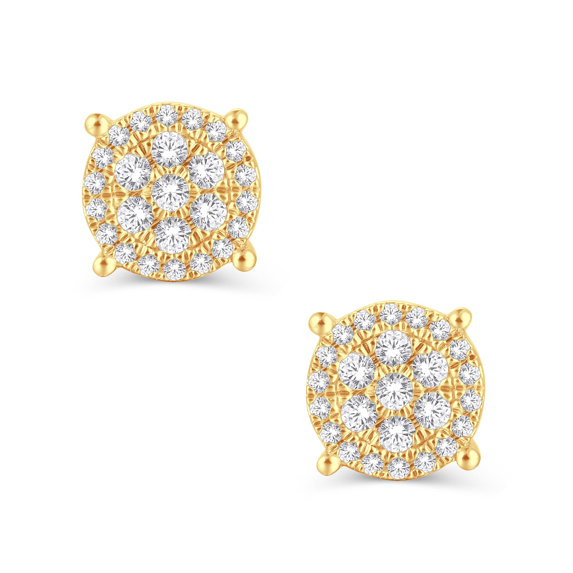 14 Karat All Yellow Gold 0.33 Carat Diamond Round Earrings-0128091-ALY