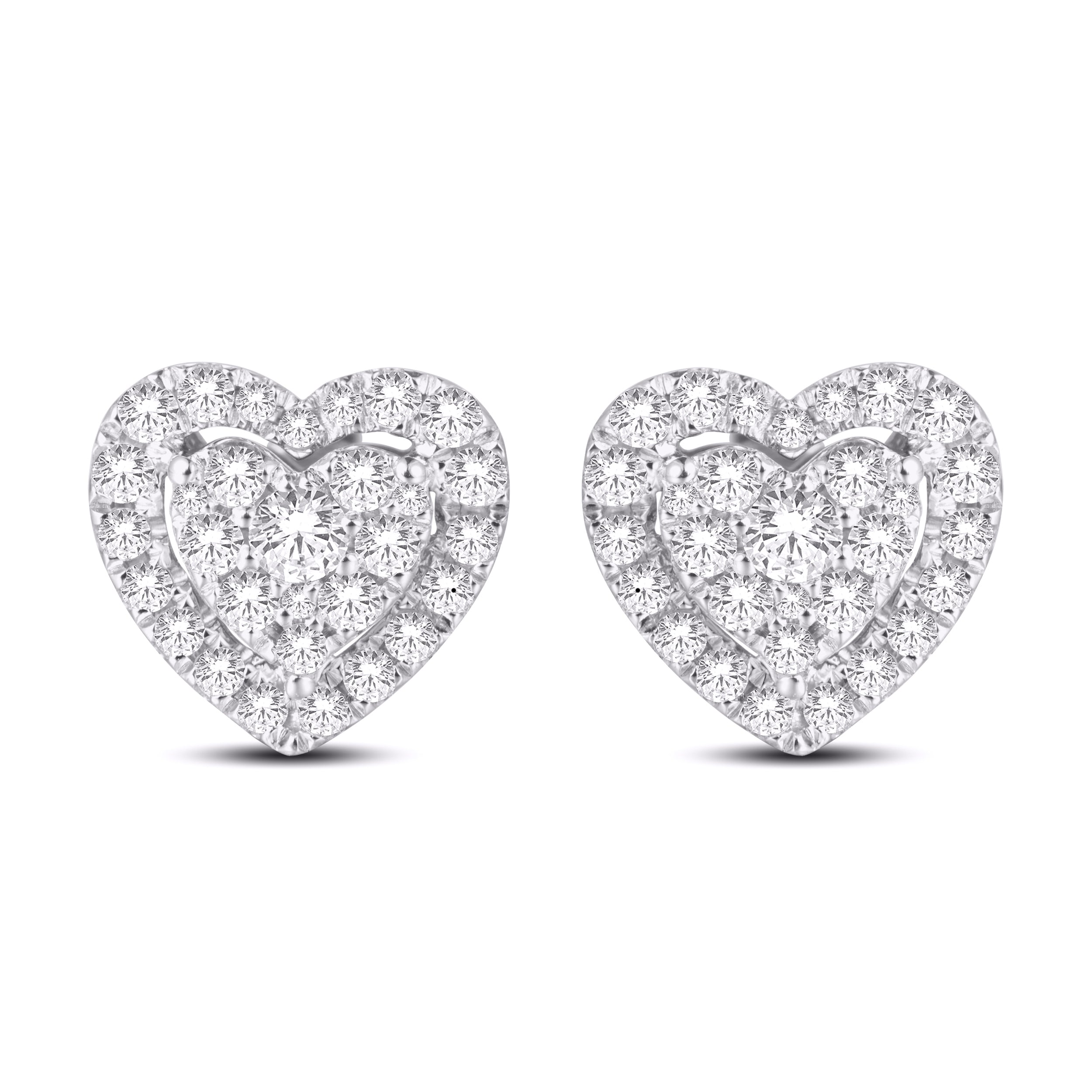 14 Karat Yellow Gold 0.75 Carat Diamond Heart Earrings-0128099-YG