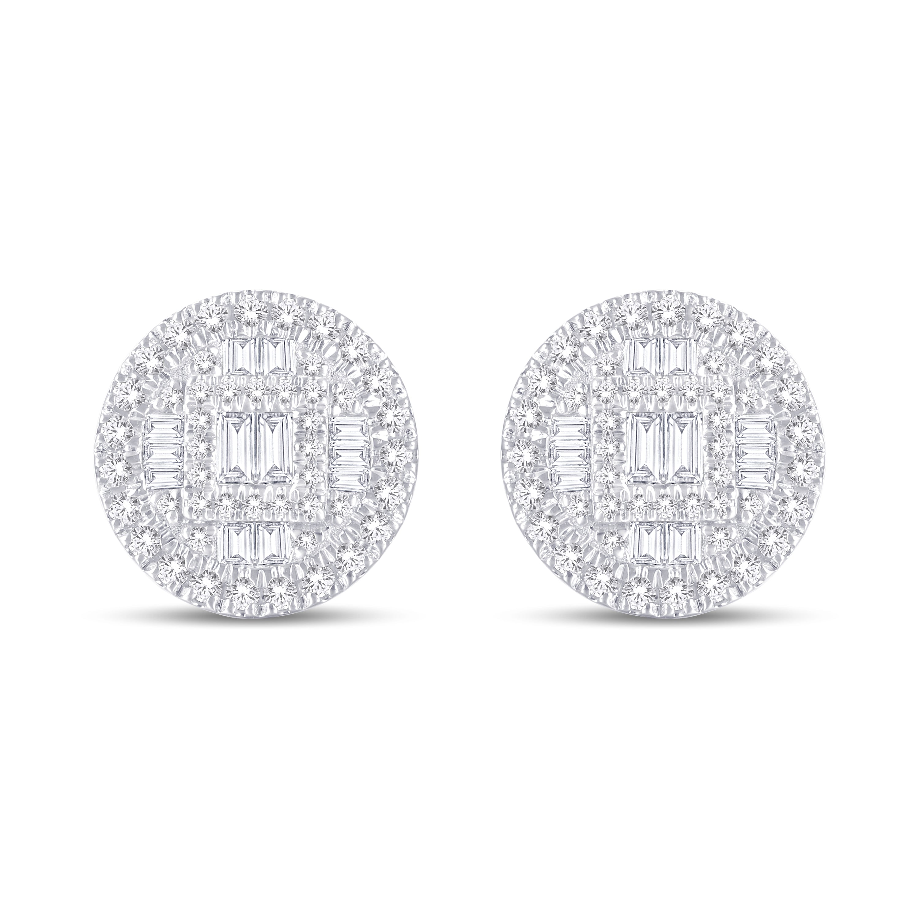 14 Karat White Gold 0.70 Carat Diamond Round Earrings-0128192-WG