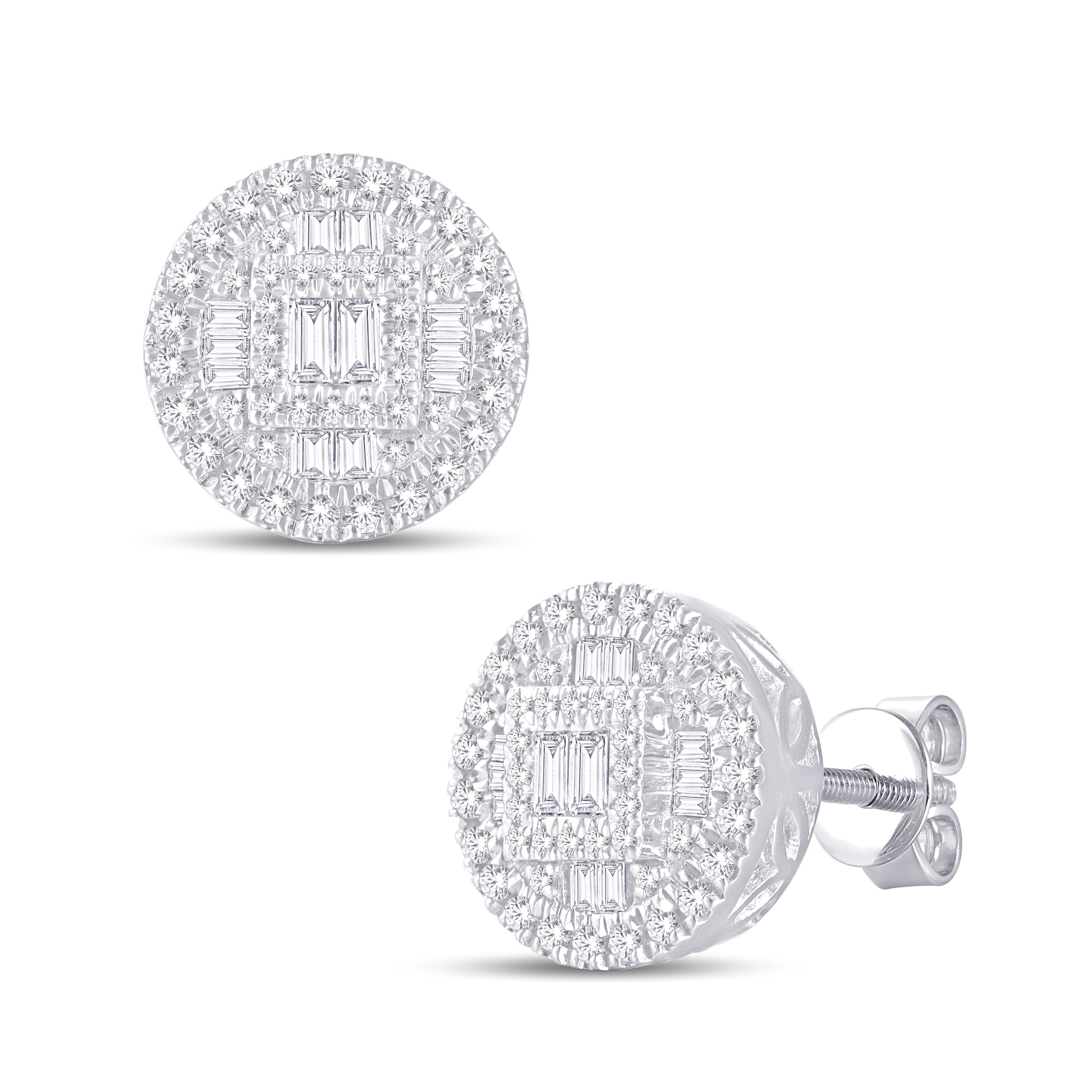 14 Karat White Gold 0.70 Carat Diamond Round Earrings-0128192-WG