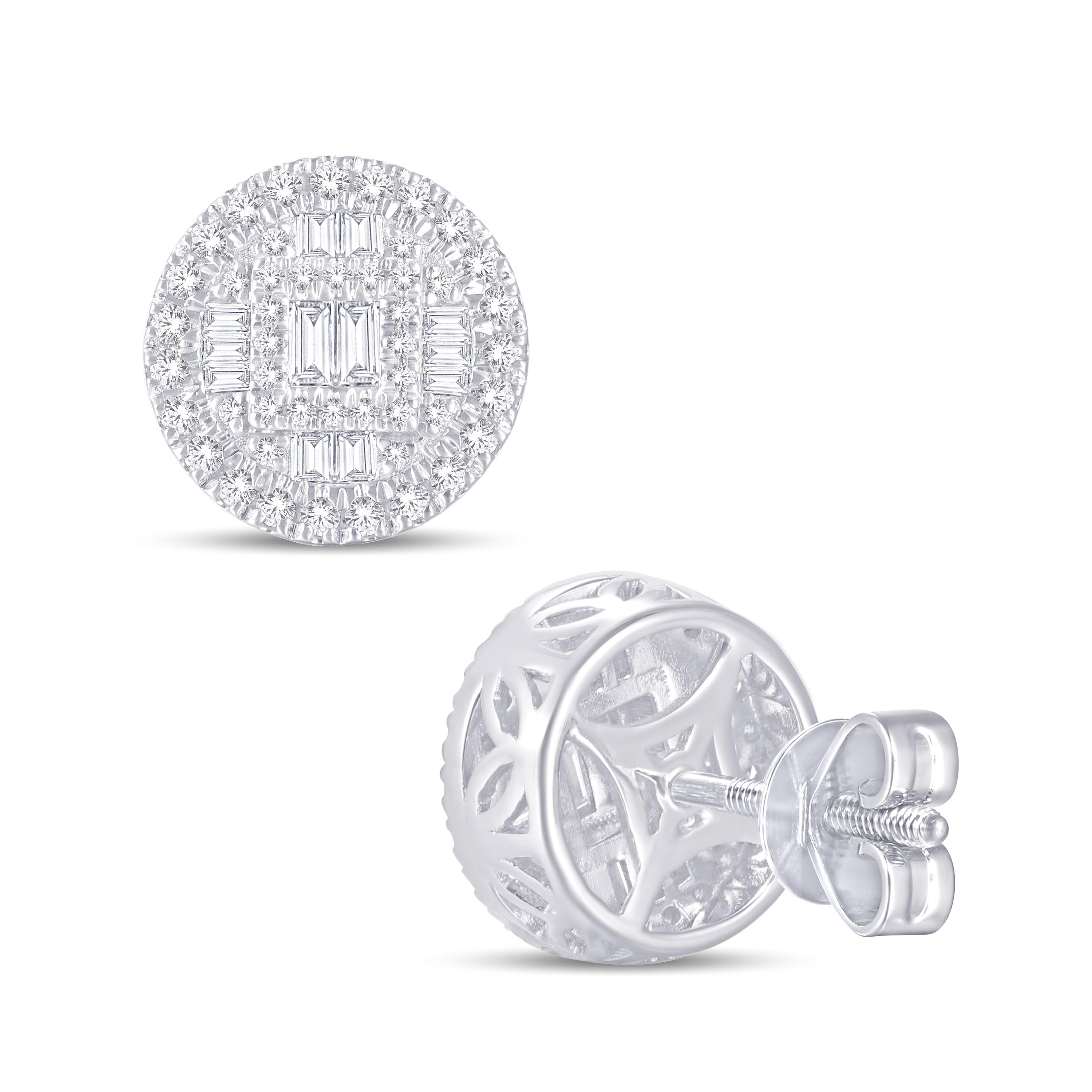 14 Karat White Gold 0.70 Carat Diamond Round Earrings-0128192-WG