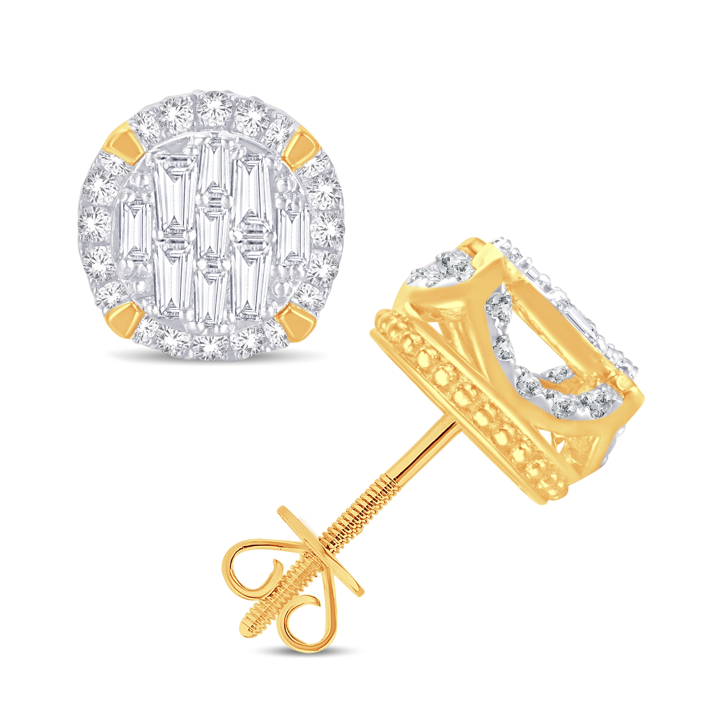 14 Karat Yellow Gold 0.66 Carat Diamond Round Earrings-0128197-YG