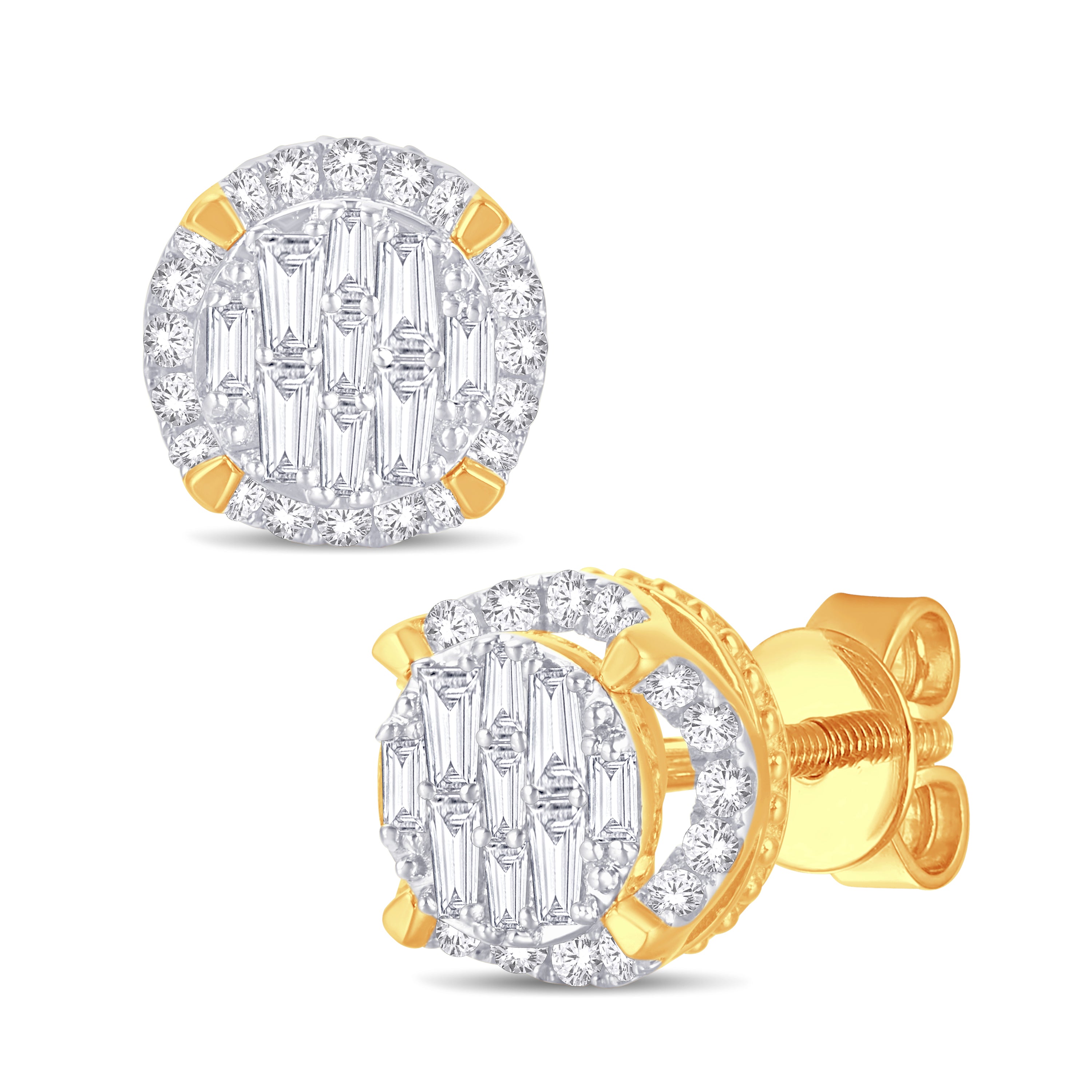 14 Karat Yellow Gold 0.66 Carat Diamond Round Earrings-0128197-YG