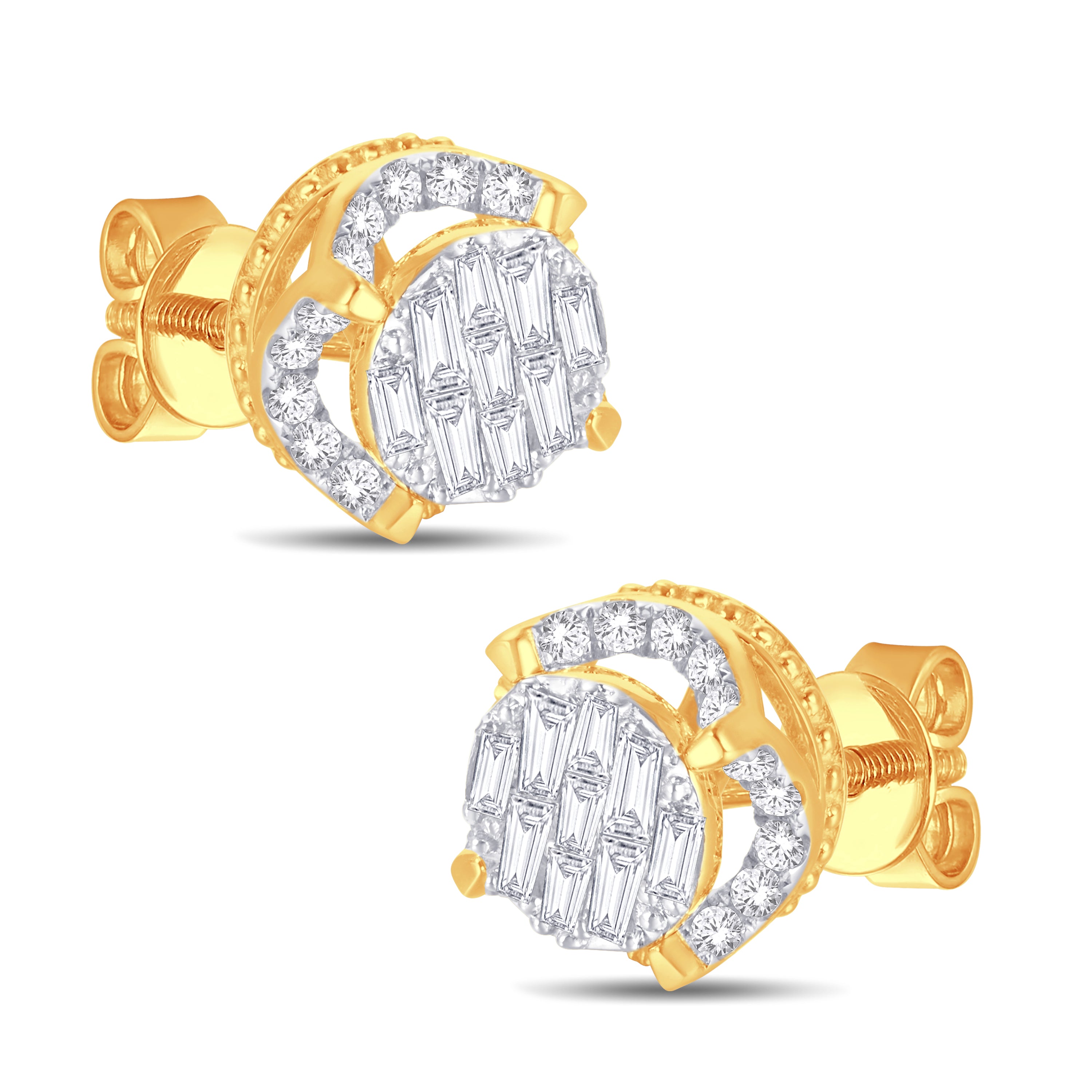 14 Karat Yellow Gold 0.66 Carat Diamond Round Earrings-0128197-YG