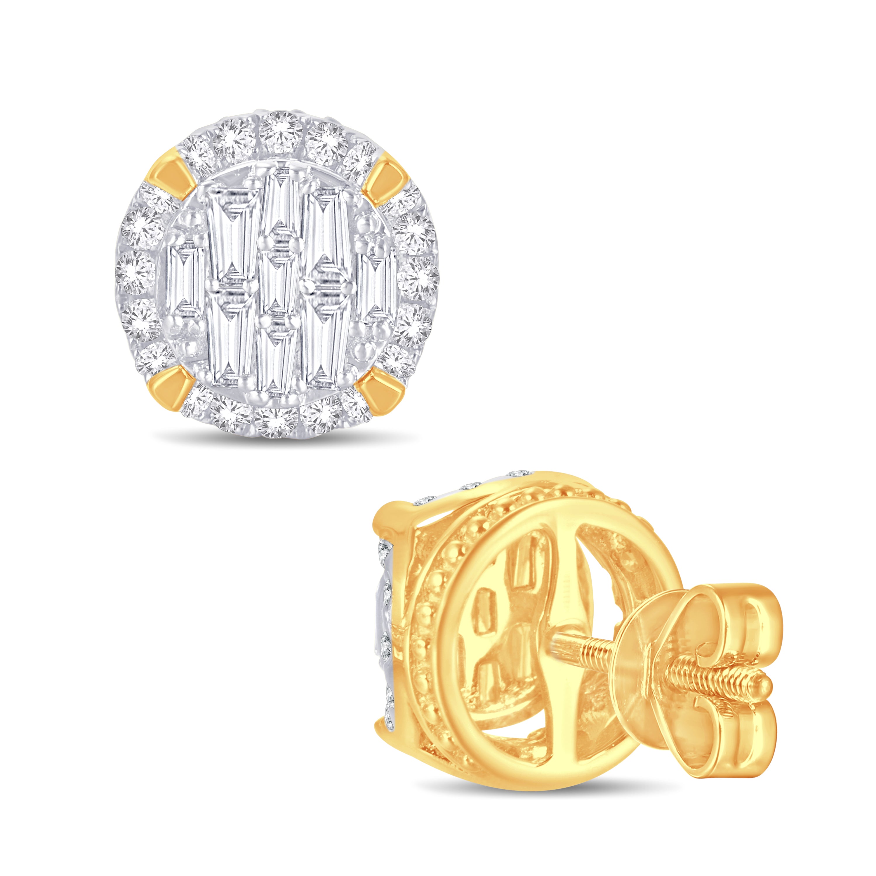 14 Karat Yellow Gold 0.66 Carat Diamond Round Earrings-0128197-YG