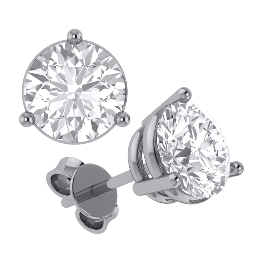 14 Karat White Gold 0.52 Carat Diamond Round Earrings-0130077-WG