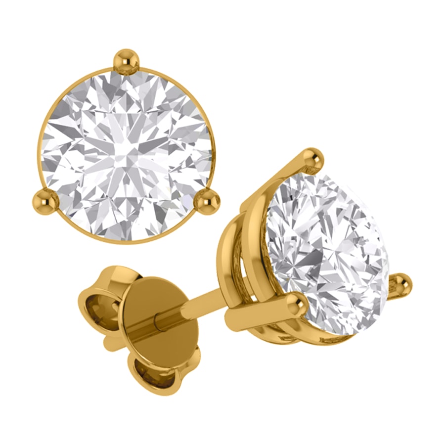 14 Karat Yellow Gold 0.52 Carat Diamond Round Earrings-0130077-YG