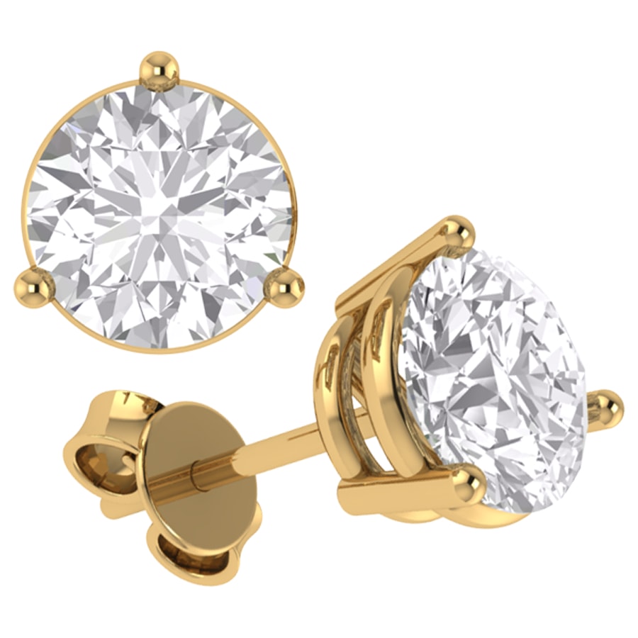 14 Karat Yellow Gold 0.74 Carat Diamond Solitaire Earrings-0130078-YG