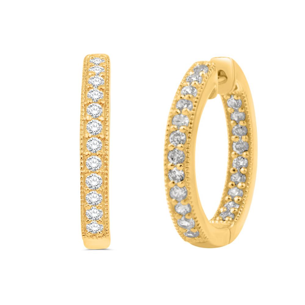 14 Karat All Yellow Gold 0.82 Carat Diamond Classic Hoops-0132163-ALY