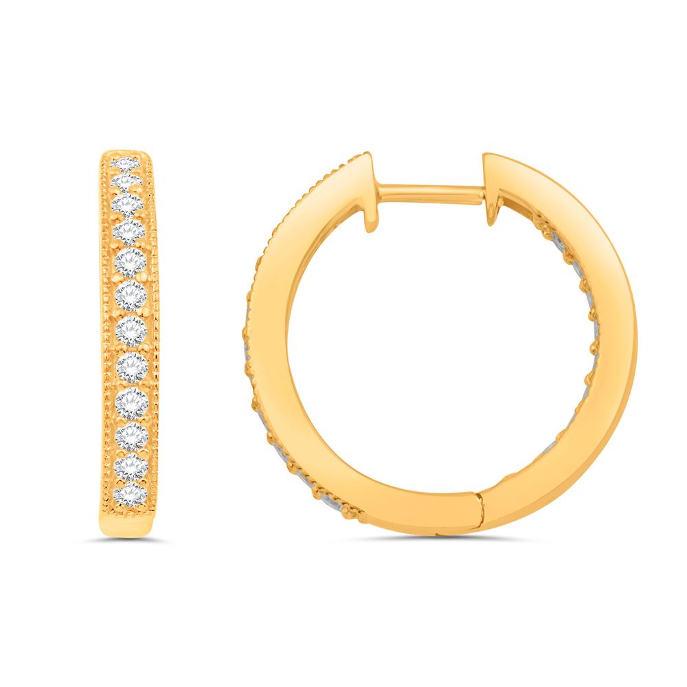 14 Karat All Yellow Gold 0.82 Carat Diamond Classic Hoops-0132163-ALY