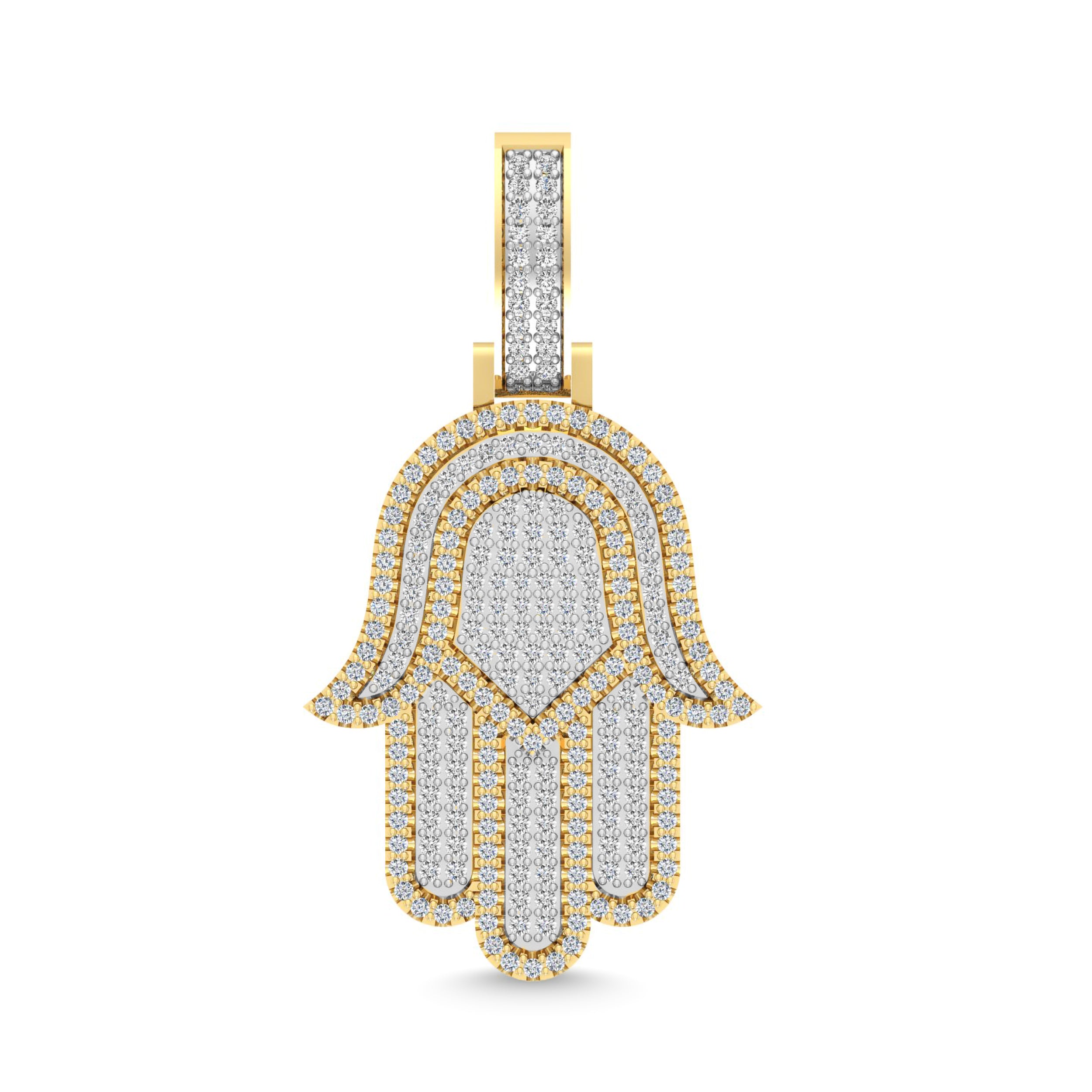 10 Karat Yellow Gold 1.85 Carat Diamonds Hamsa Pendant-0830011-YG
