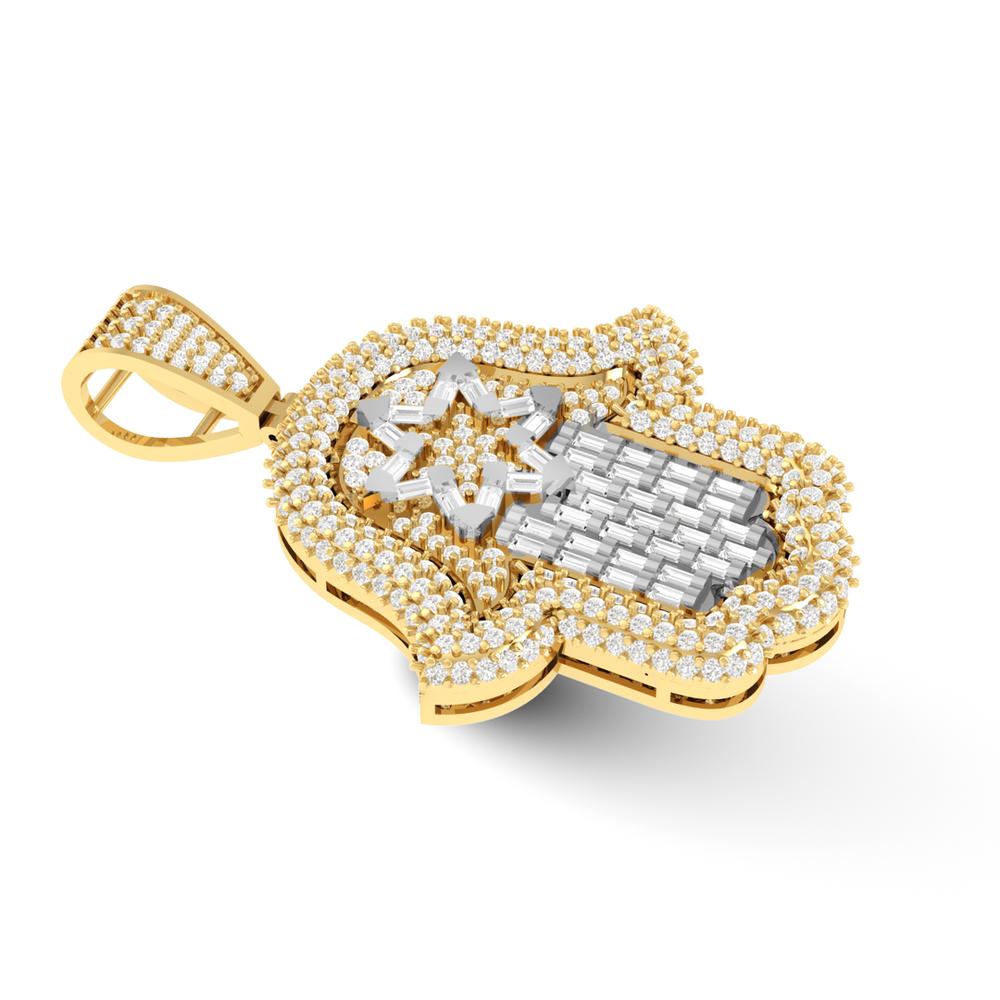 10 Karat Two-Tone Gold 2.58 Carat Diamonds Hamsa Pendant-0830013-TT