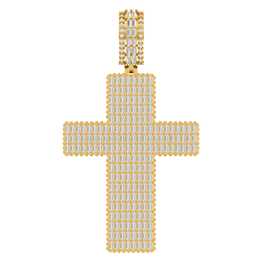 10 Karat Yellow Gold 3.10 Carat Diamonds Latin Cross Pendant-0830019-YG