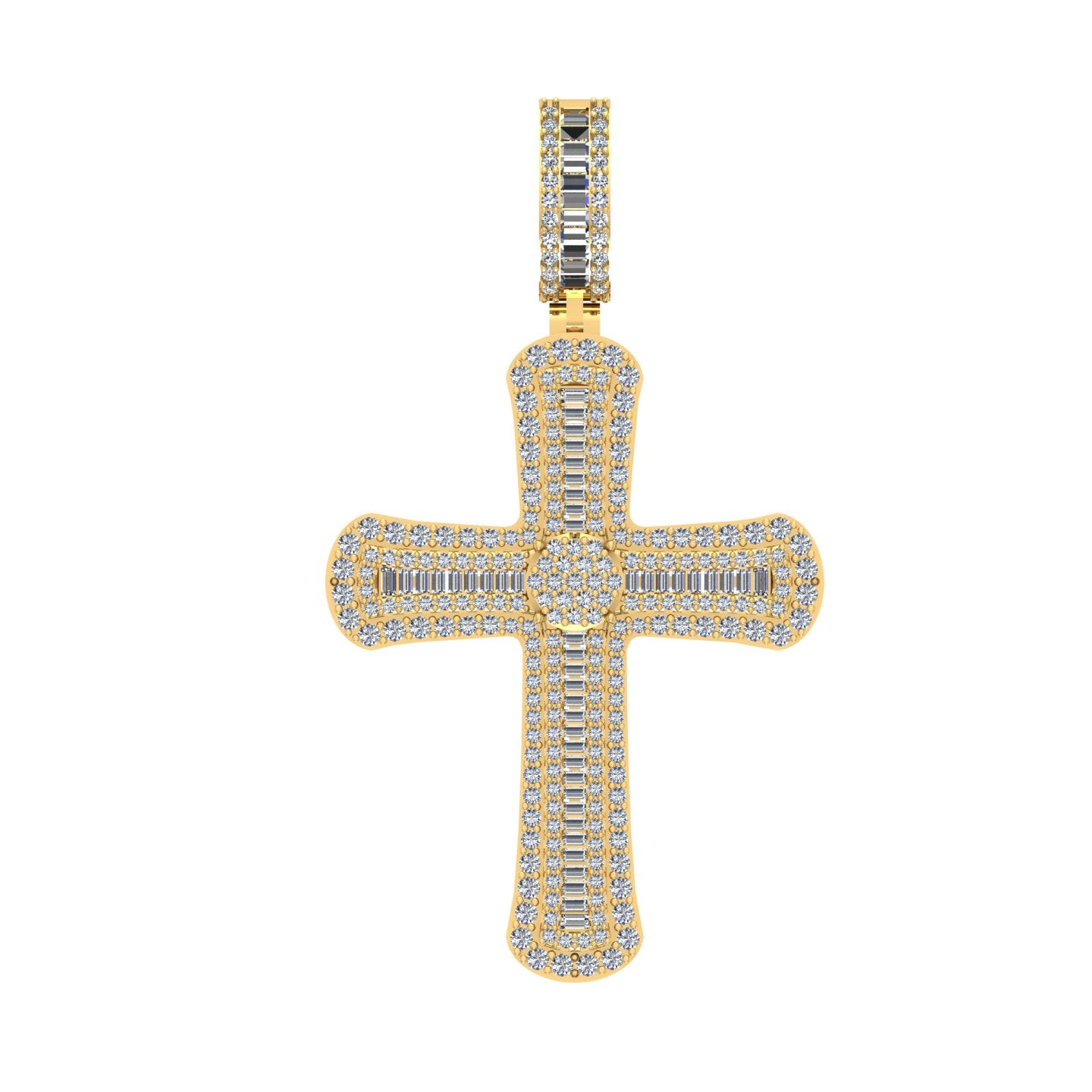 10 Karat Yellow Gold 3.10 Carat Diamonds Latin Cross Pendant-0830020-YG