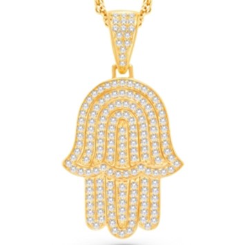 14 Karat Yellow Gold 2.50 Carat Diamonds Hamsa HipHop Pendant-1025114-YG