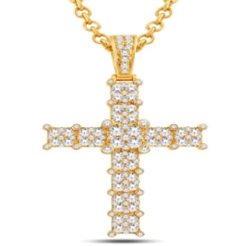 14 Karat Yellow Gold 3.50 Carat Diamonds Latin Cross HipHop Pendant-1025150-YG