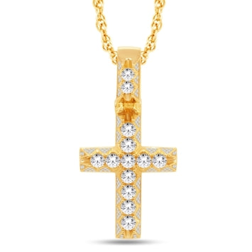 14 Karat Yellow Gold 3.90 Carat Diamonds Latin Cross HipHop Pendant-1025159-YG