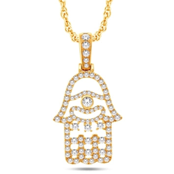 14 Karat Yellow Gold 3.00 Carat Diamonds Hamsa HipHop Pendant-1025222-YG