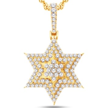 14 Karat Yellow Gold 3.25 Carat Diamonds Star HipHop Pendant-1025225-YG