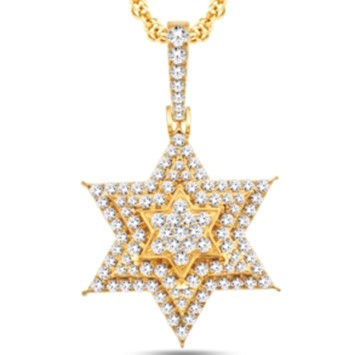 14 Karat Yellow Gold 1.66 Carat Diamonds Star HipHop Pendant-1025226-YG