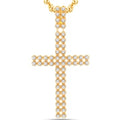 14 Karat All Yellow Gold 3.55 Carat Diamonds Latin Cross HipHop Pendant-1025231-ALY