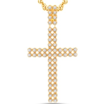 14 Karat All Yellow Gold 3.55 Carat Diamonds Latin Cross HipHop Pendant-1025231-ALY