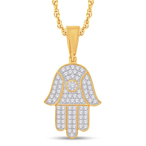 14 Karat Yellow Gold 1.00 Carat Diamonds Hamsa HipHop Pendant-1025269-YG