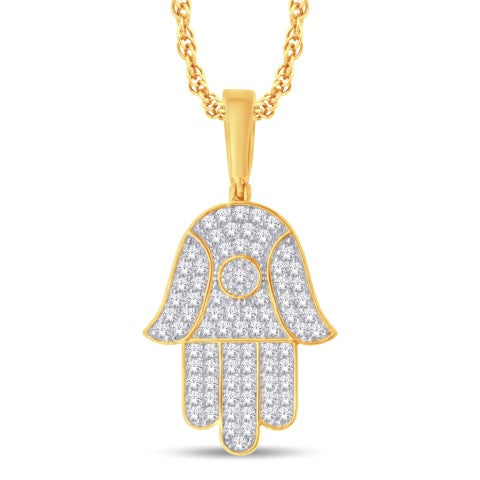 14 Karat Yellow Gold 2.10 Carat Diamonds Hamsa HipHop Pendant-1025283-YG
