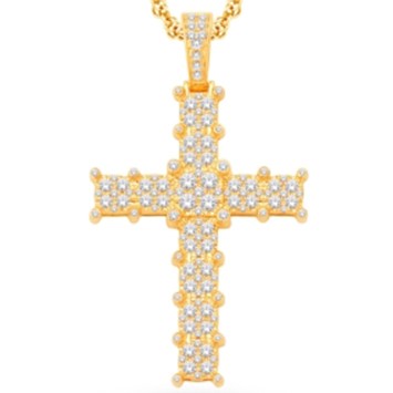 14 Karat All Yellow Gold 2.50 Carat Diamonds Latin Cross HipHop Pendant-1025294-ALY