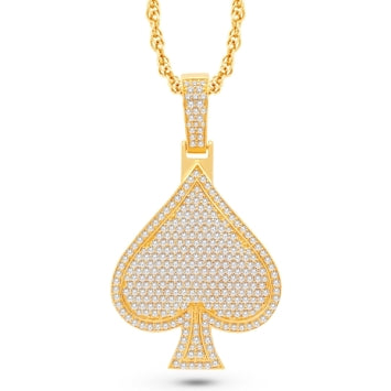 14 Karat All Yellow Gold 2.80 Carat Diamonds Spades HipHop Pendant-1025300-ALY