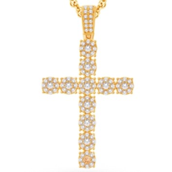 14 Karat All Yellow Gold 3.50 Carat Diamonds Latin Cross HipHop Pendant-1025316-ALY