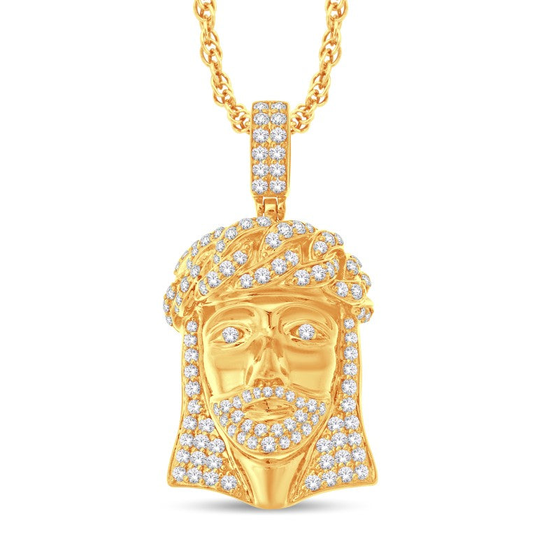 14 Karat All Yellow Gold 3.10 Carat Diamonds Jesus HipHop Pendant-1025346-ALY