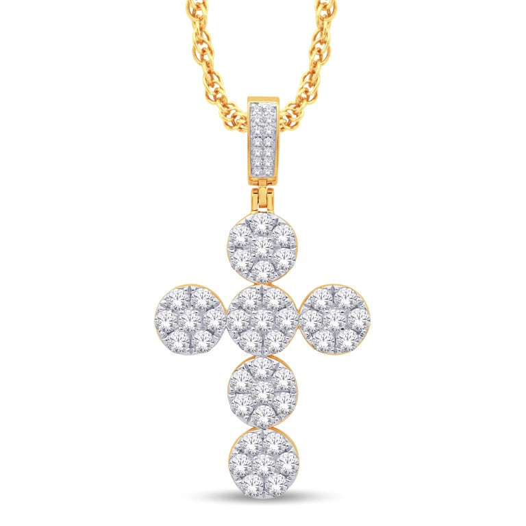 14 Karat Yellow Gold 2.90 Carat Diamonds Latin Cross HipHop Pendant-1025388-YG