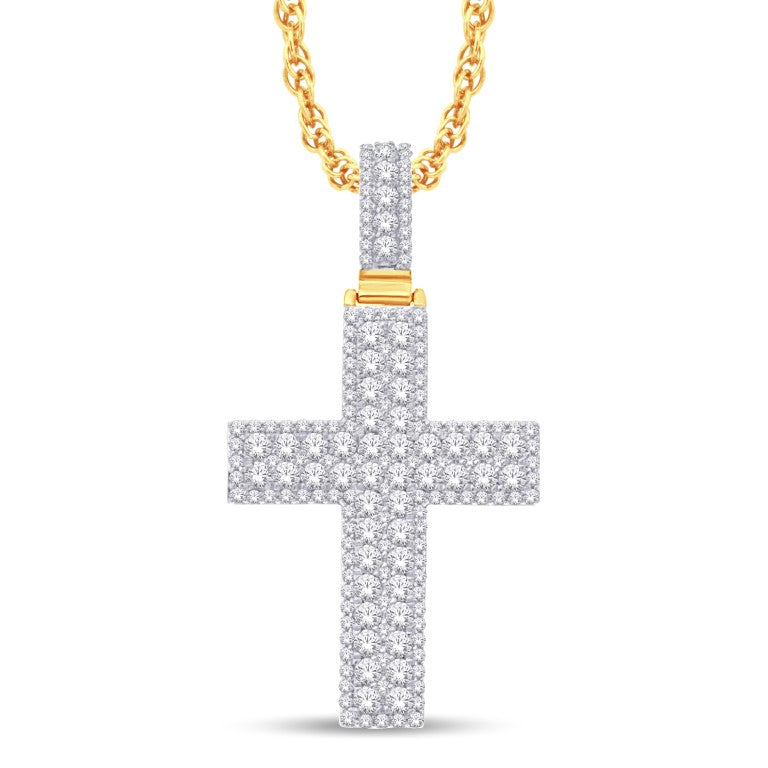 14 Karat Yellow Gold 4.00 Carat Diamonds Latin Cross HipHop Pendant-1025393-YG