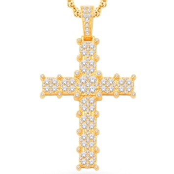 14 Karat All Yellow Gold 4.00 Carat Diamonds Latin Cross HipHop Pendant-1025396-ALY