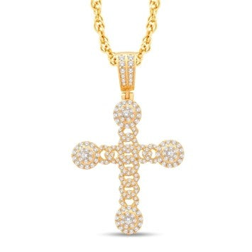 14 Karat Yellow Gold 1.33 Carat Diamonds Latin Cross HipHop Pendant-1025409-YG