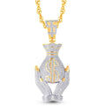 10 Karat Yellow Gold 1.27 Carat Diamonds Money In My Hand HipHop Pendant-1025662-YG