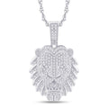 10 Karat White Gold 3.29 Carat Diamonds Lion Face HipHop Pendant-1025789-WG