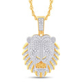 10 Karat Yellow Gold 3.29 Carat Diamonds Lion Face HipHop Pendant-1025789-YG